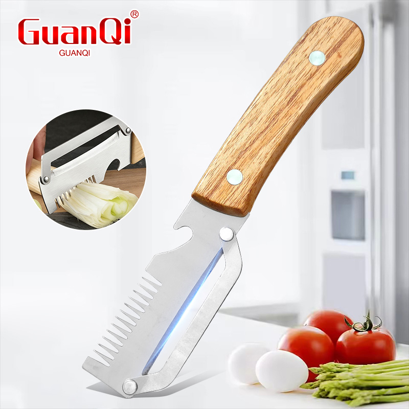 Kitchen Appliances Japan - Multifunktionaler Schäler aus Edelstahl mit Holzgriff,